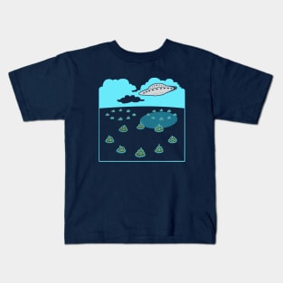 Funny Alien Ufo Flying Saucer Crop Circles Poop Kids T-Shirt